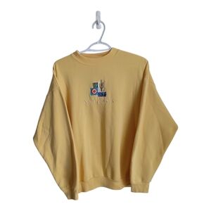 Vintage Yellow Arizona Crewneck Sweatshirt Tultex Large Aztec Southwest Bohemian